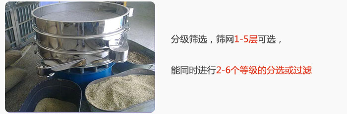 分級篩選，可篩1至5層篩網(wǎng)，能同時進行2至6個等級的分選或過濾